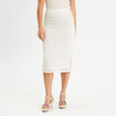 Jupe midi droite crochet ecru femme