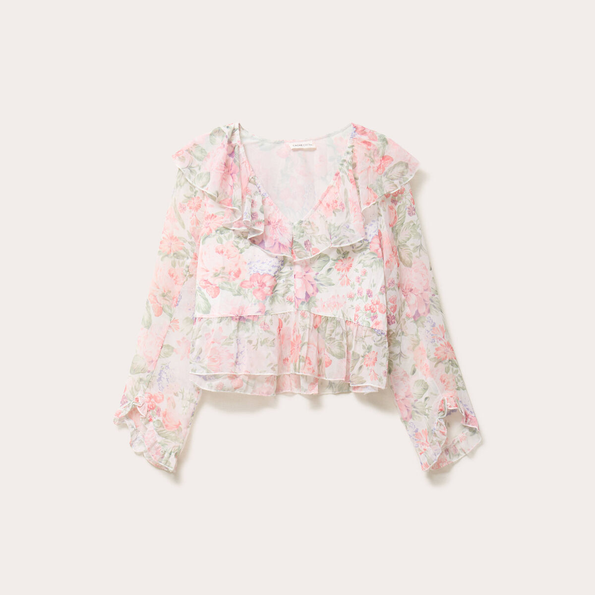 Blouse bi-mati&egrave;re oversize col v blanc femme