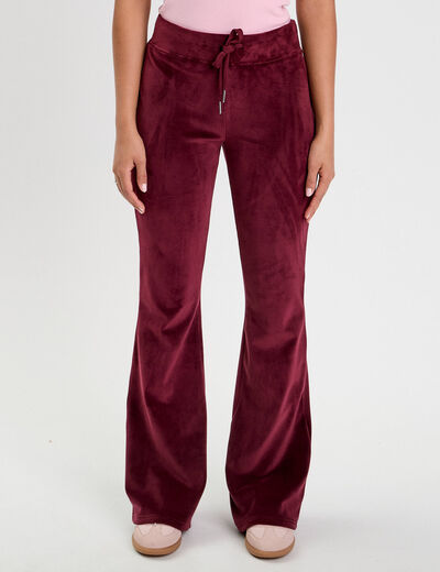 Pantalon bootcut velours rouge foncé femme