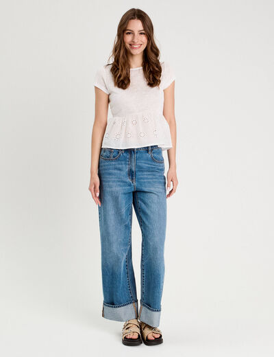 T-shirt manches courtes blanc femme