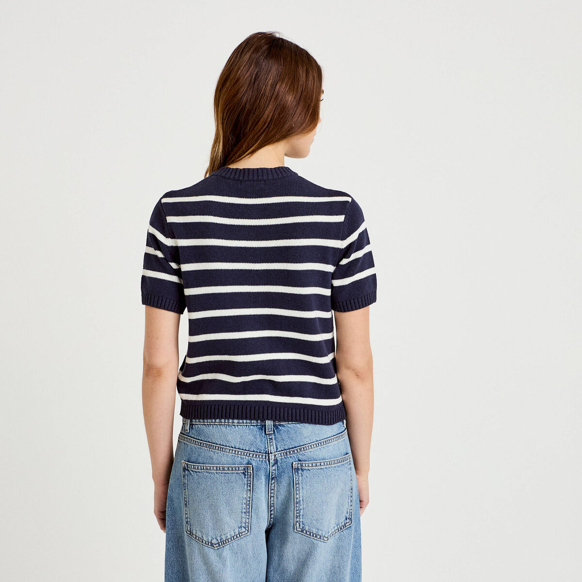 Gilet manches courtes bleu femme