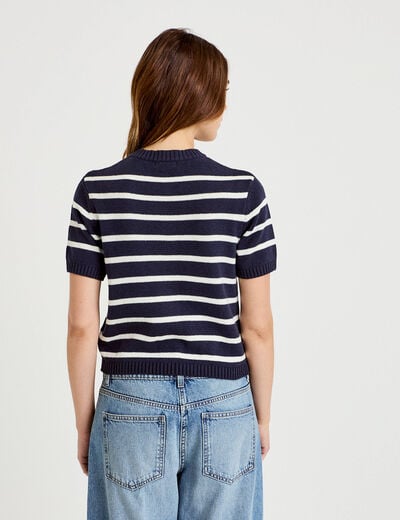 Gilet manches courtes bleu femme