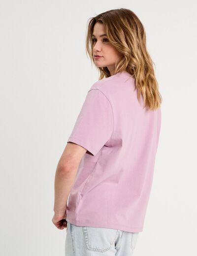 T-shirt oversize col rond vieux rose femme