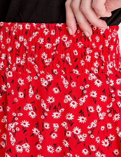 Jupe longue fluide rouge femme