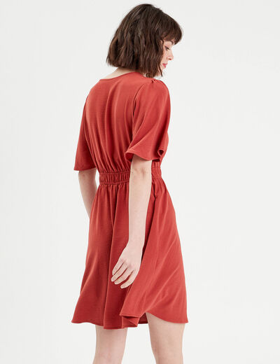Robe évasée taille élastiquée vieux rose femme