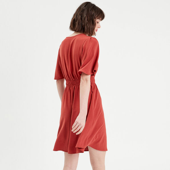robe evasee taille elastiquee vieux rose femme Robe évasée taille élastiquée vieux rose femme