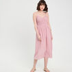 Robe midi évasée bretelles vieux rose femme