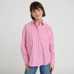 Chemise oversize col classique rose vif femme