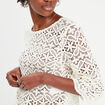T-shirt manches 3/4 macramé ecru femme