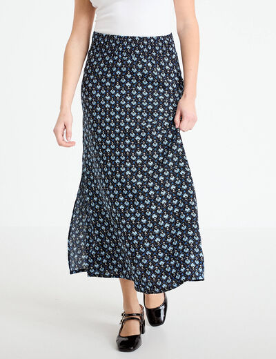 Jupe longue fluide noir femme