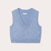 Pull sans manches col en V bleu pastel femme