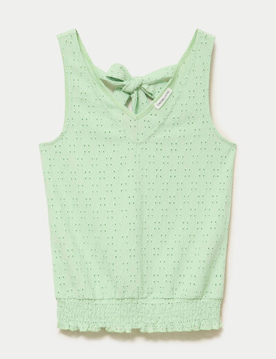 D&eacute;bardeur ajour&eacute; col v bas resserr&eacute; vert pastel femme