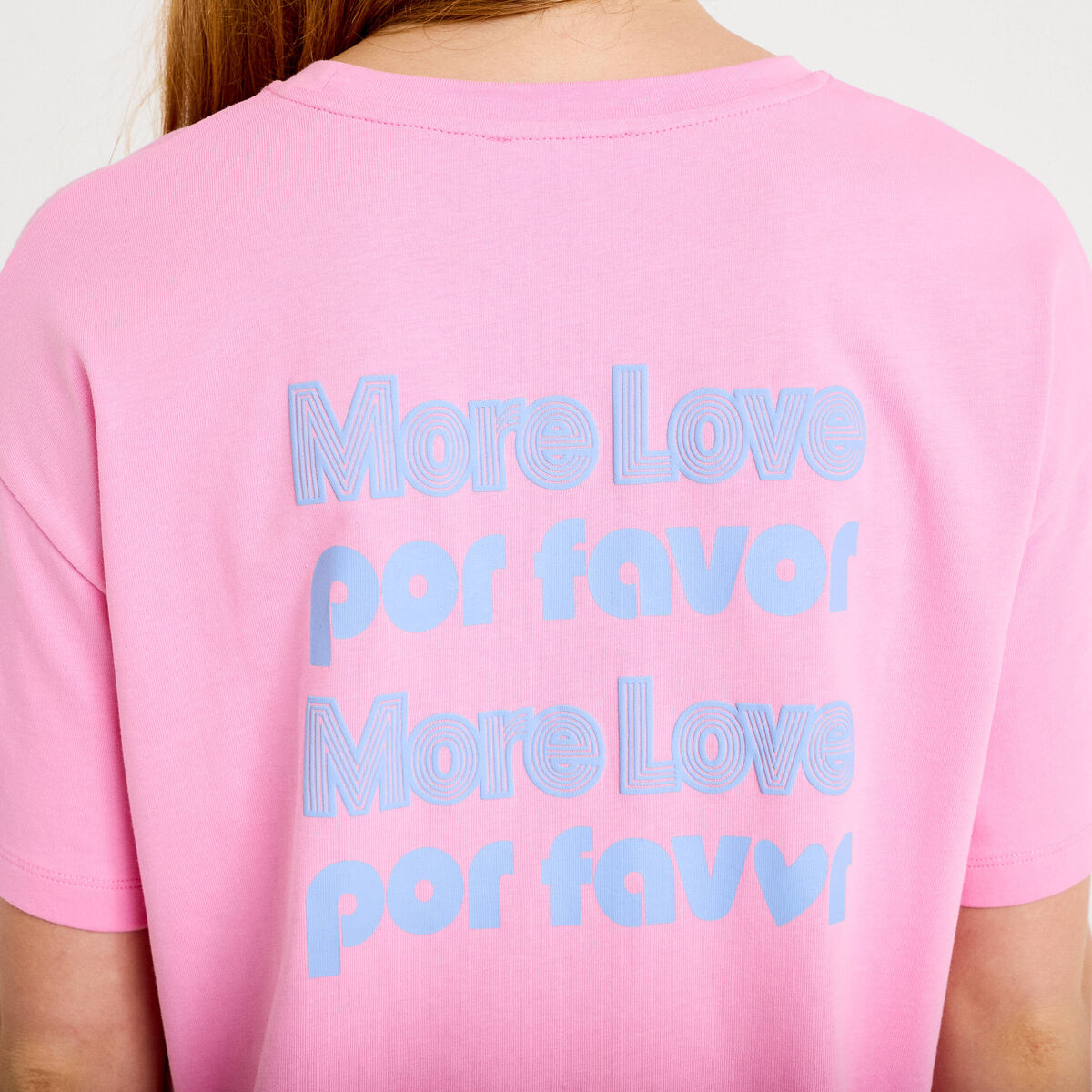 T-shirt droit col rond manches courtes rose corail femme