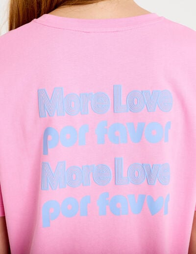 T-shirt droit col rond manches courtes rose corail femme