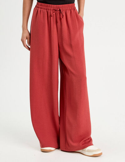 Pantalon large fluide vieux rose femme