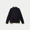 Chemise droite pliss&eacute;e col am&eacute;ricain noir femme