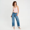 Débardeur cropped dentelle rose clair femme