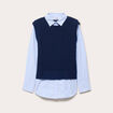 Pull chemise 2-en-1 bleu marine femme