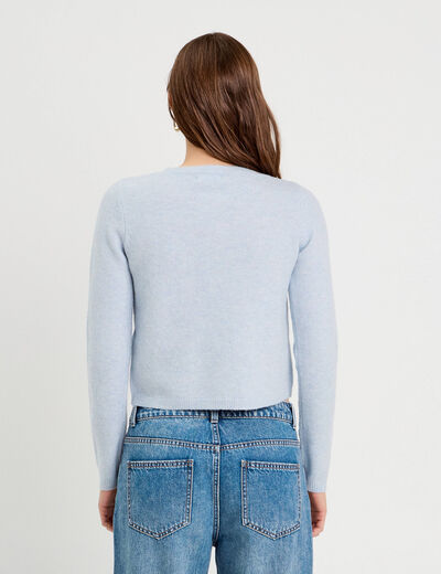 Gilet boutonné manches longues denim snow gris femme