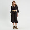 Robe longue évasée ceinturée noir femme