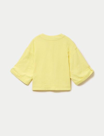 Veste ample pliss&eacute;e manches 3/4 jaune citron femme