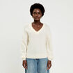 Pull duveteux ecru femme
