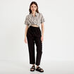 Pantalon large 7/8&egrave;me taille haute noir femme