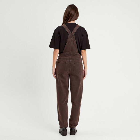 Salopette droite en jean marron foncé femme