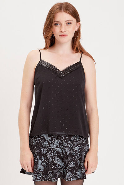 Débardeur avec sequins noir femme