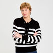 Pull col chemise manches longues noir femme
