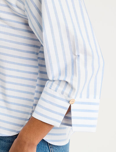 Blouse manches 3/4 bleu femme