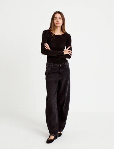 Body manches longues marron fonc&eacute; femme