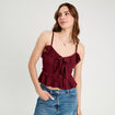 Débardeur cropped volants bordeaux femme