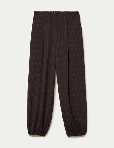 Pantalon bouffant taille standard marron femme
