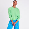 Pull cropped col rond vert femme