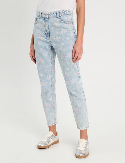 Jeans mom bas resserré rose clair femme