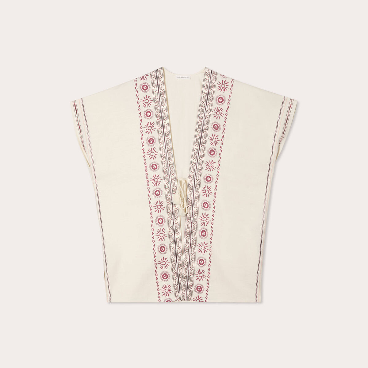 Par&eacute;o de plage brod&eacute; blanc femme