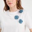 T-shirt détails fleurs blanc femme
