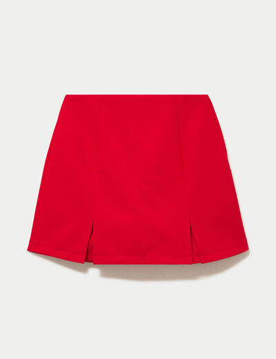 Jupe-short droite fentes rouge femme