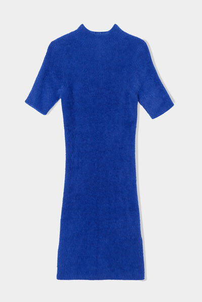 Robe pull moulante bleu electrique femme