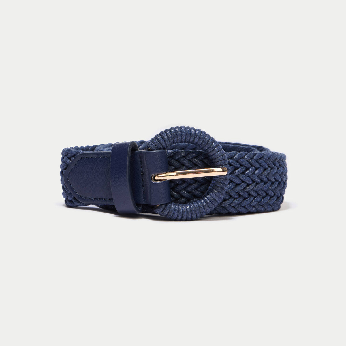 Ceinture tress&eacute;e bleu marine femme