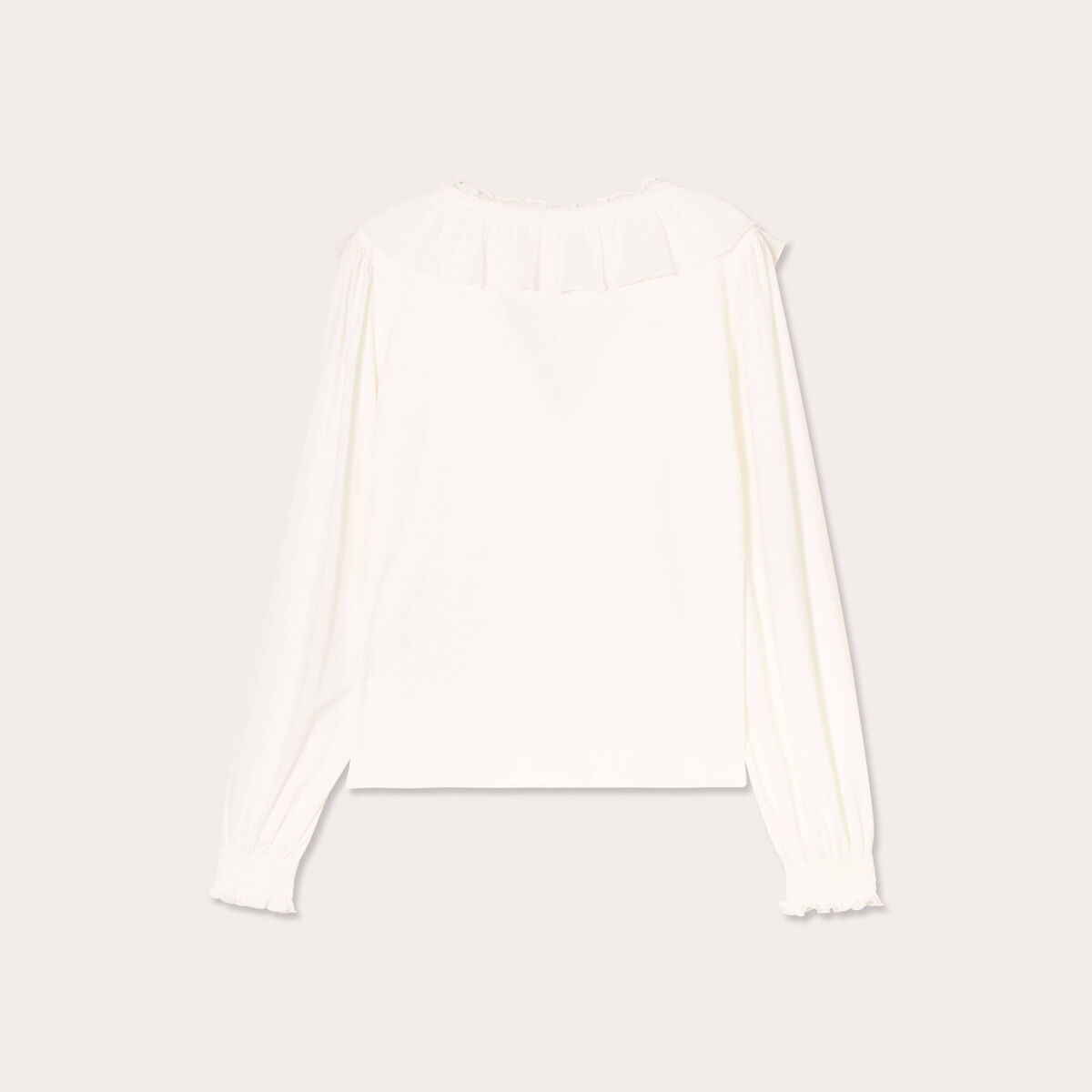 Blouse avec volants ecru femme