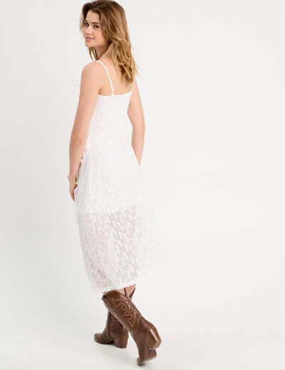 Robe droite dentelle blanc femme