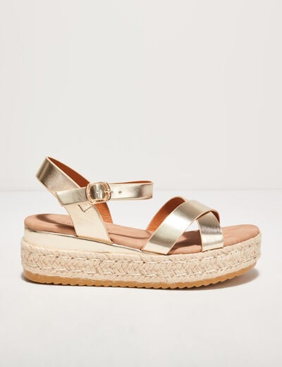 Sandales plates couleur or femme