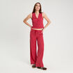 Pantalon large rouge foncé femme