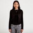 Gilet droit sans manches aspect daim noir femme