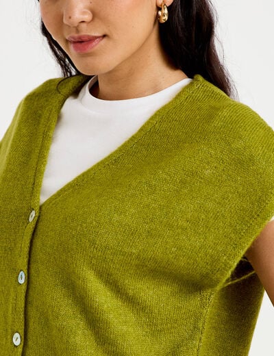 Gilet sans manches vert fonc&eacute; femme