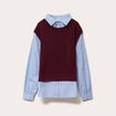 Pull chemise 2-en-1 rouge fonc&eacute; femme