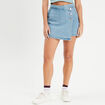 Jupe-short droite en jean denim double stone femme