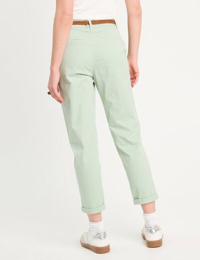 Pantalon chino 7/8ème vert pastel femme